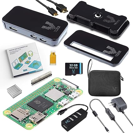 Vilros Raspberry Pi Zero 2 W Complete Starter Kit - Includes Incudes SD Card, Case, Power Supply, HDMI Cable, 4 Port USB HUB (Multi-Use ABS Case, Black)